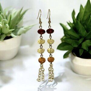 REIMAGINED Faceted Glass Bead Gold Tone Hook Earrings